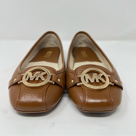 Michael Kors Tan Leather Loafers with Gold Accent - Picture 4 of 10